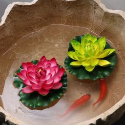 2 Pcs Artificial Floating Foam Lotus Flower with Water Lily Pad Perfect for Home, Garden Pond/Pool Decoration Multicolor Lotus Artificial Flower-image-46