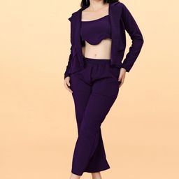 Mast & Harbour Round Neck Long Sleeves Top & jacket With Trousers Co-Ords-image-94