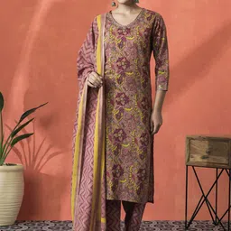 Sangria Embroidered Pure Cotton Straight Kurta Sets-12