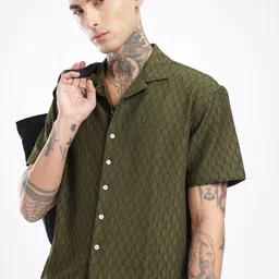 glitchez Oversized Self Design Textured Casual Shirt-picture-18