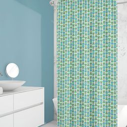 ArtzFolio Blue & Green Geometric Printed Waterproof Shower Curtain-image-88