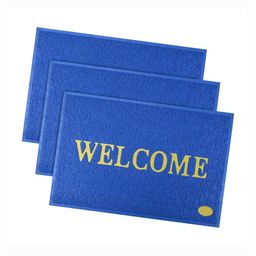 Aura 2-Pcs Blue & Yellow Printed Anti Skid Doormat-9