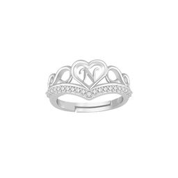 Lila Silver-Plated Heart Shaped With N AD-Studded Finger Ring-image-38