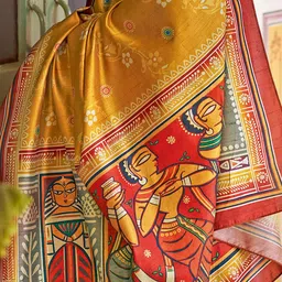 Mitera Kalamkari Silk Blend Tussar Saree image 3