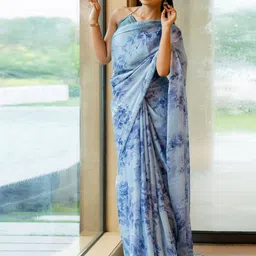 KALINI Women Floral Printed Saree With Solid Border-14
