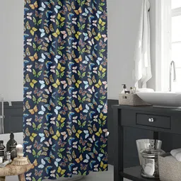 ArtzFolio Navy Blue & Green Printed Waterproof Shower Curtain-image-72