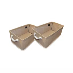 Tweedle Beige Set of 2 Regular Multi-Utility Organisers-7