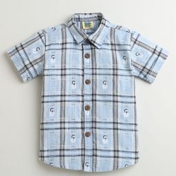 ZIP ZAP ZOOP Boys Spread Collar Tartan Checked Cotton Casual Shirt-27
