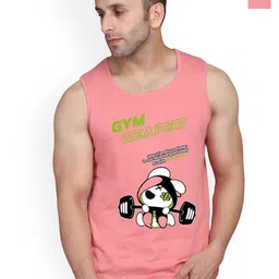 SLOWLORIS Pack Of 2 Printed Scoop Neck Sleeveless Cotton Gym Vests-picture-18