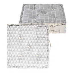 Myntra Elegant Homes White & Grey 2 Pieces Checked Cotton Chair Pads-image-88