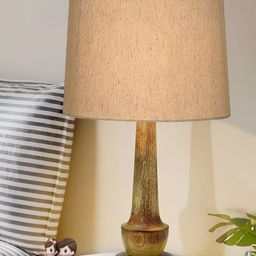 Homesake Yellow Wood Cylindrical Shaped Table Lamp with Bulb-14
