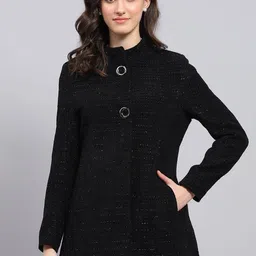 Monte Carlo Women Self-Design Single-Breasted Overcoat-33