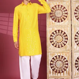 Pro-Ethic STYLE DEVELOPER Men Regular Sequinned Kurta with Pyjamas image 3
