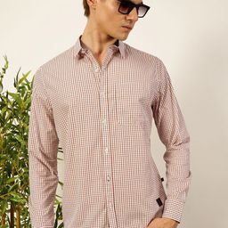Thomas Scott Men Smart Spread Collar Micro Checked Cotton Slim Fit Casual Shirt-image-25