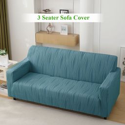 HOKIPO Sea Blue Knitting Jacquard 3 Seater Fully Covered Sofa Cover-image-35