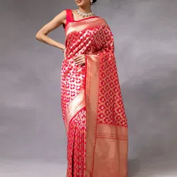 Aldwych Ethnic Motifs Woven Design Zari Banarasi Saree-image-5