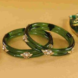 ZULKA Set Of 2 Crystal Studded Kada Bangles-8