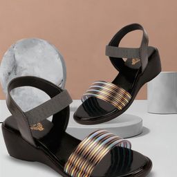 H.M. LADIES FOOTWEAR Women Embellished Wedge Heels Sandals-image-2