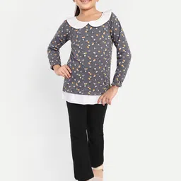 Nino Togs Girls Printed Peter Pan Collar Pure Cotton Top With Trouser-picture-45
