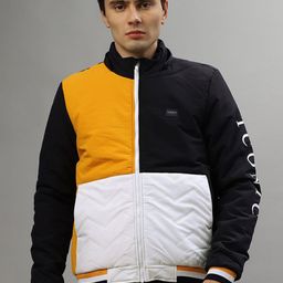 Iconic Men Camouflage Colourblocked Crop Padded Jacket with Embroidered-picture-57