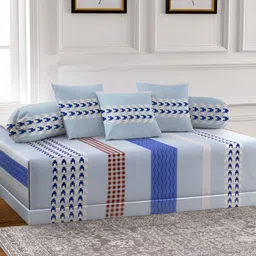 Arrabi 6-Pcs Grey & White Printed Diwan Set-11