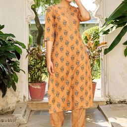 VIBE VISION Women Floral Printed Regular Kurta with Trousers-picture-19