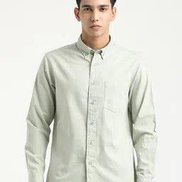 Blu MNKY Button-Down Collar Long Sleeves Cotton Smart Slim Fit Shirt-image-78