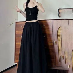 StyleCast x Revolte Women Solid Loose Fit Easy Wash Pleated Culottes Trousers-image-59