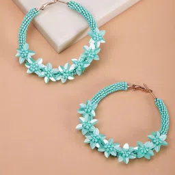 Priyaasi Gold-Plated Beaded Floral Hoop Earrings-61