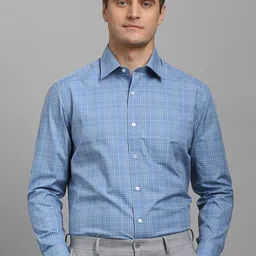 Louis Philippe Men Classic Regular Fit Spread Collar Checked Cotton Formal Shirt-picture-26