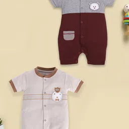 BABY GO Infant Boys Pack Of 2 Printed Pure Cotton Romper-image-68