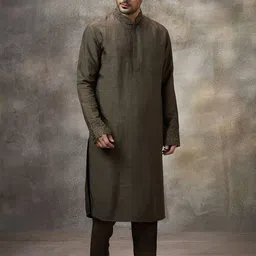 Rivaar By Rocky Star Beads And Stones Work Mandarin Collar Kurta With Pyjamas-image-35