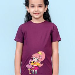 NUSYL Girls Graphic Printed Round Neck Cotton T-shirt-image-56