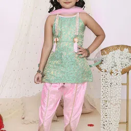 KID1 Girls Floral Printed Regular Kurti with Dhoti Pants & With Dupatta-picture-7