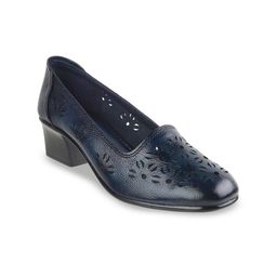 Mochi Textured Leather Block Pumps with Laser Cuts image 4