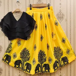BAESD Girls Embellished Thread Work Ready to Wear Lehenga &-image-5