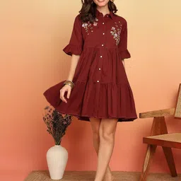 KALINI Women Red Cotton Dresses-image-12