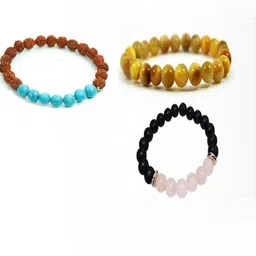 Divine souvenirs Unisex Set Of 3 Artificial Beaded Elasticated Bracelets-65