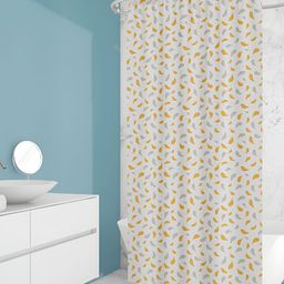 ArtzFolio White & Yellow Printed Water Proof Shower Curtain-image-76