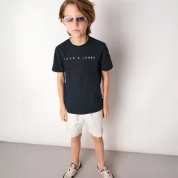 Jack & Jones Junior Boys Typography Printed Applique Slim Fit T-shirt-38