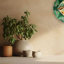 THE QUIRKY HOME Green & Yellow Pattern Printed Ceramic Lightweight Decorative Wall Plate-28