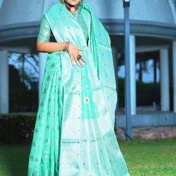 Areca Designer Ethnic Motifs Zari Linen Blend Banarasi Saree-42