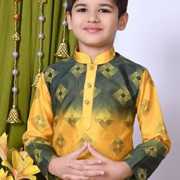 BAESD Boys Printed Regular Dupion Silk Kurta with Patiala image 4