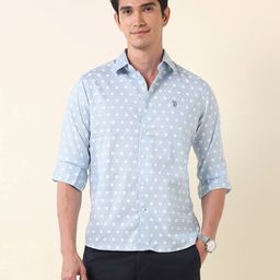 U.S. Polo Assn. Men Classic Fit Spread Collar Geometric Printed Cotton Casual Shirt-image-47