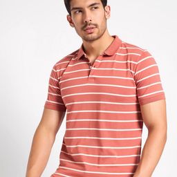 Peregrine by Pantaloons Men Striped Polo Collar Applique Slim Fit T-shirt-image-33