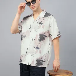 VEIRDO Men Opaque Printed Camp Collar Casual Shirt-image-95