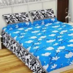 Aura Floral Printed 144 TC King Double Bedsheet with 2 Pillow Covers-image-67