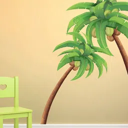 LANSTICK Green & Brown Coconut Tree Self Adhesive Wall Sticker-20