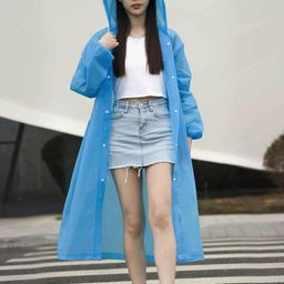 Infispace Hooded Breathable Waterproof Long Rain Jacket-image-49