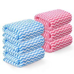 Kuber Industries Blue & Pink 6 Pcs Printed Microfiber 280 GSM Ultra Absorbent Face Towels-2